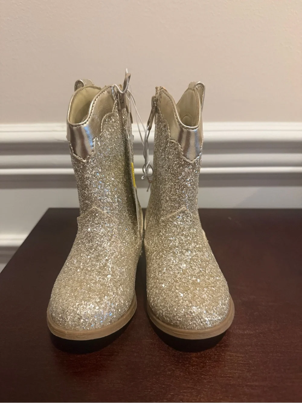 Girls' Dallas Gold Glitter Hearts Western Cowboy Boots - Toddler size 6